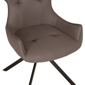 Трапезен стол Kira HM18412.01 от изкуствена кожа в сиво - черни метални крака 56X60X85ВСМ