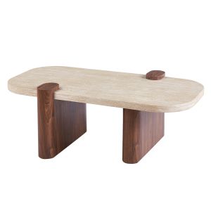 Холна маса Arden HM18435 Mdf плот в цвят травертин камък - Mdf крака в орех 120X60X40ВСМ.