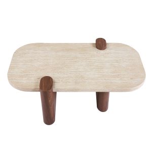 Холна маса Arden HM18435 Mdf плот в цвят травертин камък - Mdf крака в орех 120X60X40ВСМ.