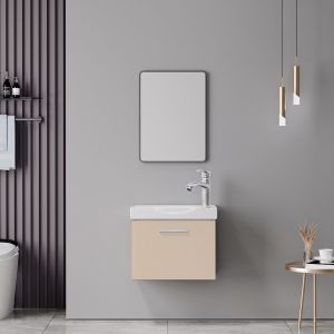 Шкаф за мивка Renza Mentis с огледало и смесител за мивка в капучино и хром