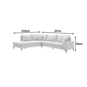 Ъглов десен диван Zenqua бежов плат 291x233x90см