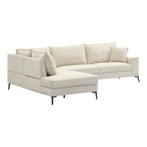 Ъглов десен диван Zenqua бежов плат 291x233x90см