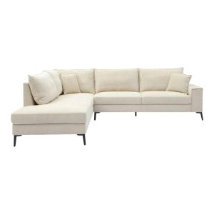 Ъглов десен диван Zenqua бежов плат 291x233x90см