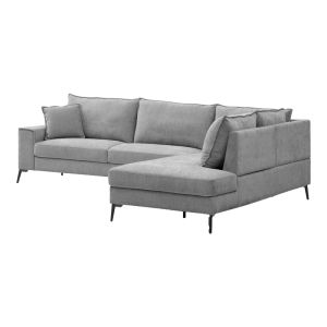 Ъглов десен диван Zenqua сив плат 291x233x90см