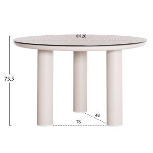 Градински трапезен комплект от 5 части STREAM HM11004.02, алуминий в кремаво бяло, изкуствено въже и бежови възглавници от олефин