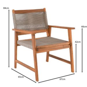 Луксозен сет двуместна градинска пейка с маса и столове Spring Living – естествена акация и бежово въже