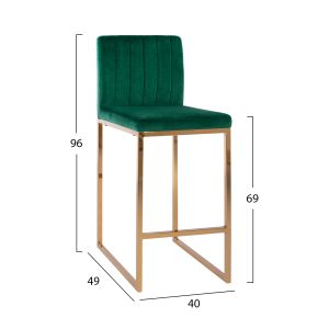 Бар стол Piper Velvet Cypress &amp; Gold Metallic Frame HM8525.03 40X49X96 см