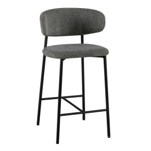 Бар стол със средна височина Kimo HM18462.01 сив плат - метални крака в черно 47X48X93ВСМ
