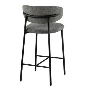 Бар стол със средна височина Kimo HM18462.01 сив плат - метални крака в черно 47X48X93ВСМ