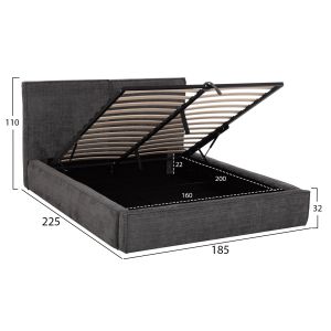 Двойно легло с място за съхранение Sonder HM764.01 сив плат - за матрак 160X200СМ