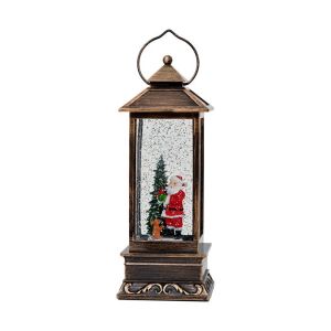 Декоративен коледен фенер FL2114 с музика и Usb златен 27X11X11 см