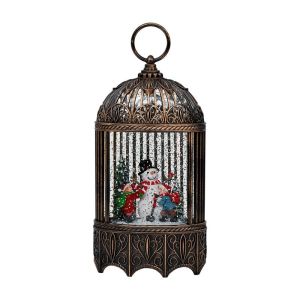 Декоративен коледен фенер FL22009 с музика и Usb златен 13X8X26 см
