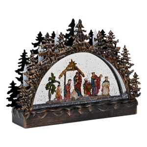 Декоративен коледен фенер FL24062 с музика и Usb златен 32X7X22 см