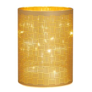 Златен стъклен свещник с Led светлина 9х12см на батерии
