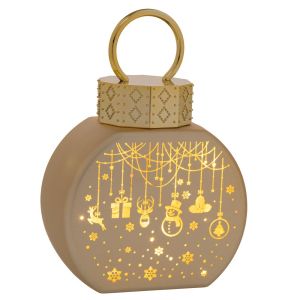 Златна стъклена чиния топка с топла Led светлина 11.5х6х16.5см на батерии