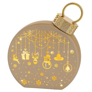 Златна стъклена чиния топка с топла Led светлина 17.5х6х20см на батерии