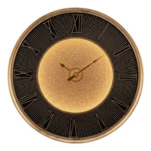Кафяв златен стенен часовник със светлина ф40х4.5см