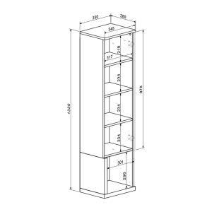 Комплект за дневна Norda крем с цвят дъб 187x40x58.4см