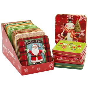 Многоцветни метални кутии в калъф 10х10х1.5см, 12 дизайна