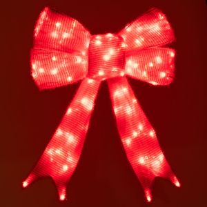 Осветен червен лък / панделка 70х110см електрически с 168 Led