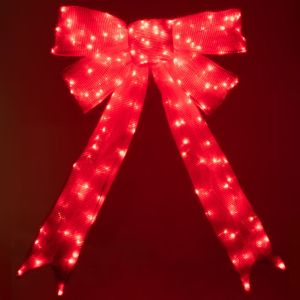 Осветен червен лък / панделка 95х145см електрически с 216 Led