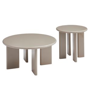 Комплект 2 холни маси Flix HM18452.05 Mdf в гланцов сиво-беж φ80 и φ50см.