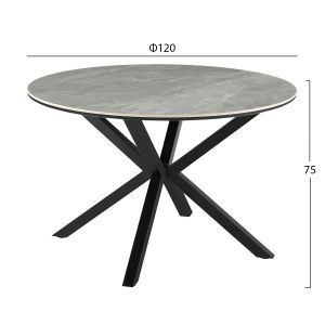 Кръгла трапезарна маса Eragon HM18460.03 с плоч от синтерован камък в цвят сив мрамор Φ120X75HCM