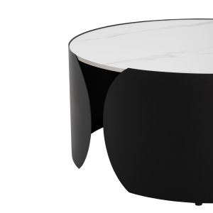 Кръгла холна маса серия Obsession SM18089.02 керамичен плот - черни метални крака Φ80X35ВСМ.