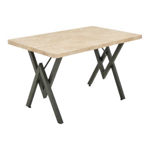 Маса Vertex с травертинова визия и черен метал 110x70x72см