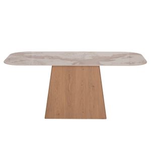 Трапезарна маса Nordu HM18414 Mdf основа - керамичен плот в цвят бял/кафяв мрамор 180X90X76ВСМ.