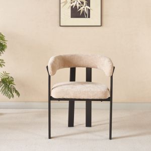 Трапезен стол Shemi HM18476.11 кафяв кадифе - метални крака в черно 65X56X79ВСМ.