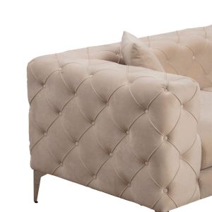 Триместен диван Chesterfield с дамаска цвят екрю 237x90x73cm с предварителна поръчка