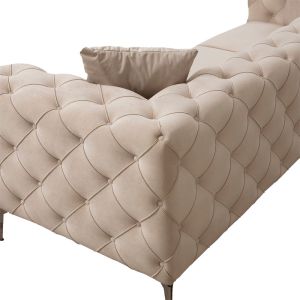 Триместен диван Chesterfield с дамаска цвят екрю 237x90x73cm с предварителна поръчка