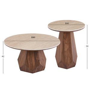 Холни маси 2 бр. Venera HM12109 керамични плотове - мдф основи φ80+φ45см