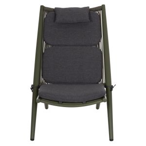 Шезлонг Relax Remus HM6642.07 алуминиево и олефиново въже в маслинено зелено 63X87X94ВСМ.