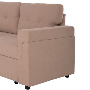 Ъглов разтегателен диван, обърнат, Sal HM3310.03, бежов плат, 213X136X84ВСМ