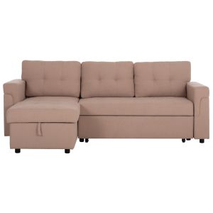 Ъглов разтегателен диван, обърнат, Sal HM3310.03, бежов плат, 213X136X84ВСМ