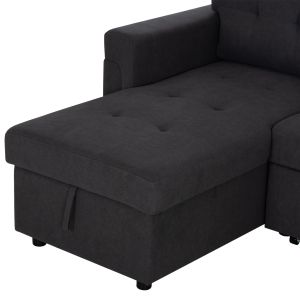 Ъглов разтегателен диван, обърнат, Sal HM3310.11, тъмно сив плат, 213X136X84ВСМ