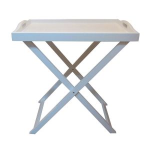 WOODEN FOLDING TRAY TABLE IN WHITE COLOR 58X38X66