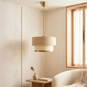Полилей Lembar LED E27 бежова със злато D30x20см