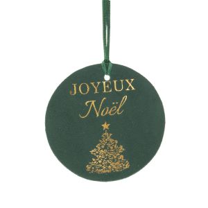 Сет 6 кадифени етикети Joyeux Noel φ10см тъмнозелени