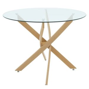 Комплект стъклена маса Antoro и столове Safira Grey D100x75 см, комплект от 5 части