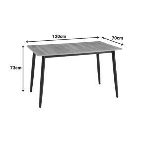 Маса Loza sonoma MDF с черен метален крак 120x70x73см