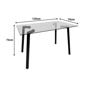 Маса Titta със стъклен плот и черен метален крак 120x70x75см