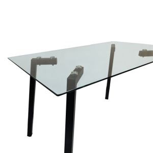 Маса Titta със стъклен плот и черен метален крак 120x70x75см