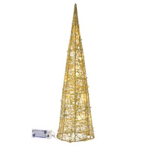 КОЛЕДНА ЕЛХА В ЗЛАТНО С МЪНИСТА И 15LED СВЕТЛИНИ 50CM